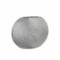 Urban Trends Collection Metal Round Vase with Embedded Design Body, Metallic Silver 39638